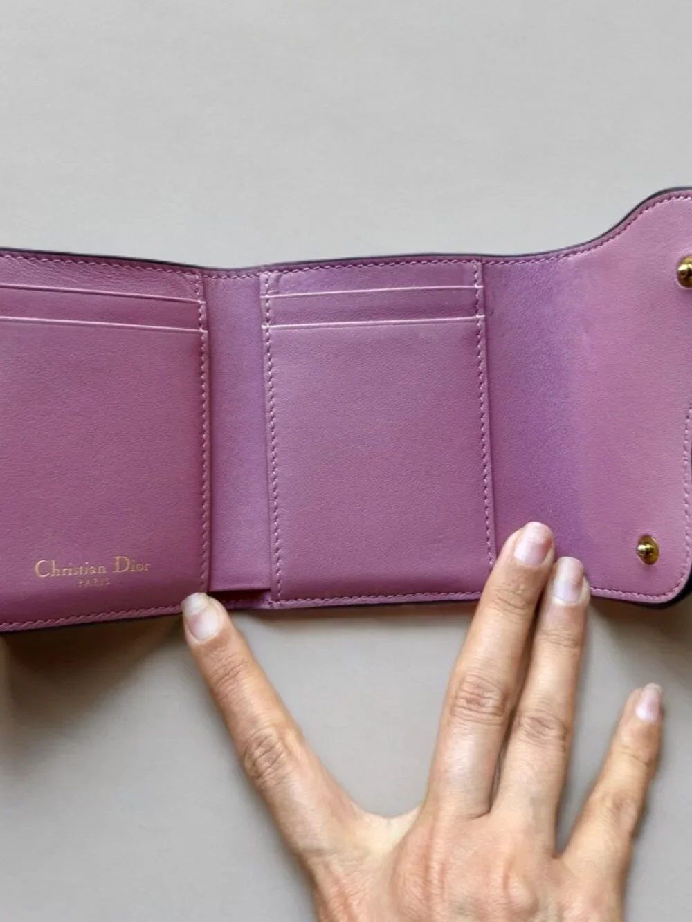 Christian Dior Pink Leather Lotus Saddle Compact Wallet